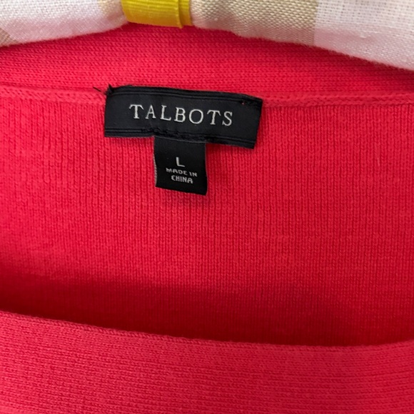 Talbots Coral and Navy Striped  Long Sleeve Dress - Picture 2 of 7